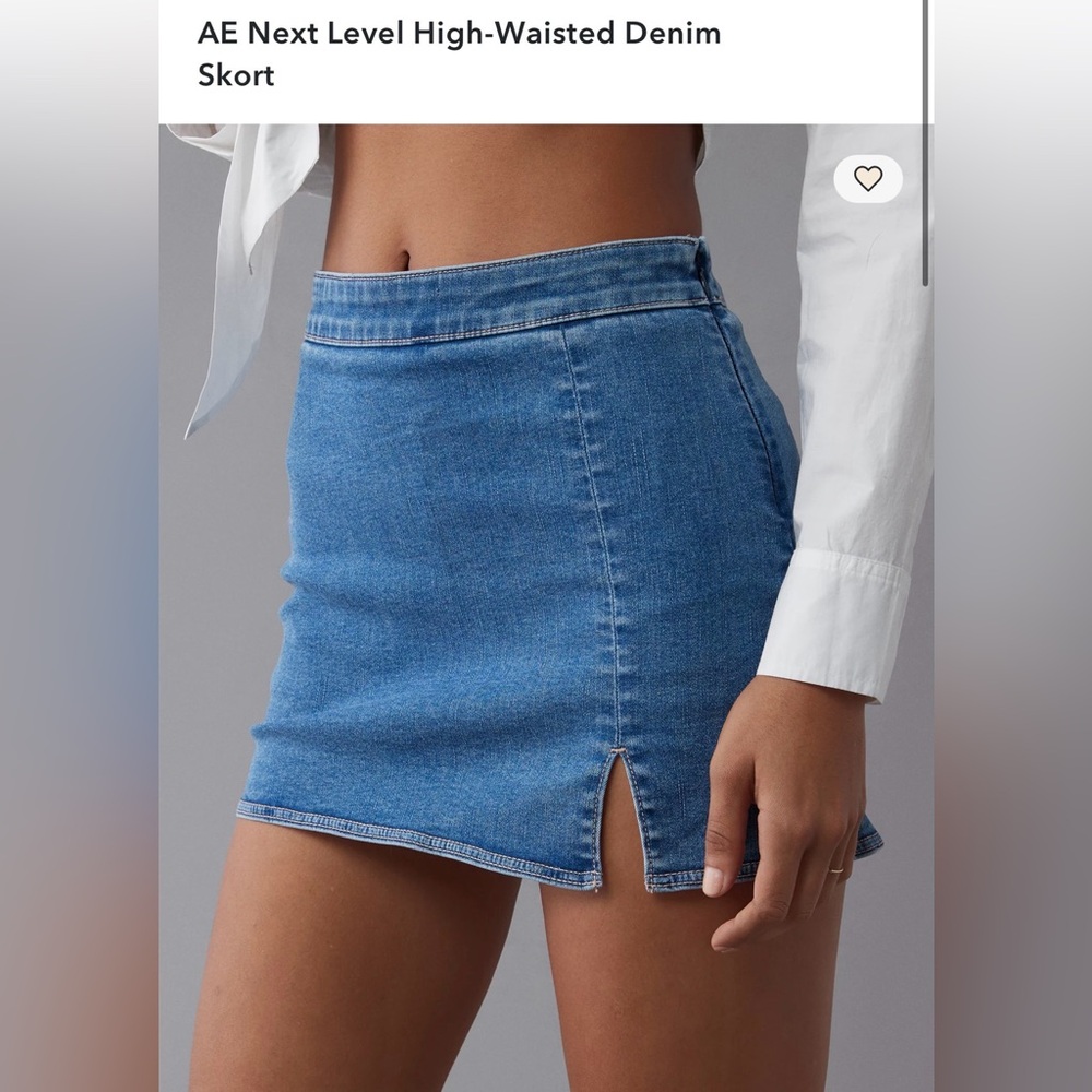 American Eagle Next Level High-Waisted Denim Skort - Size 8